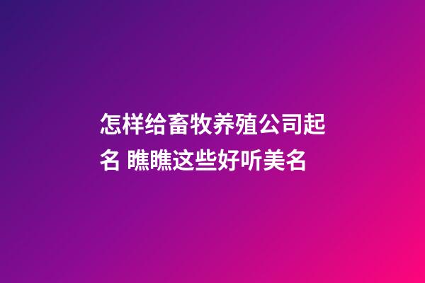 怎样给畜牧养殖公司起名 瞧瞧这些好听美名